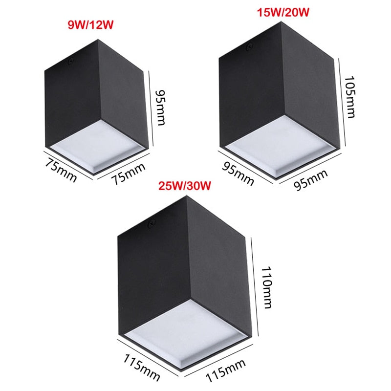 ACETIDE Surface Mounted Quare 9W - 30W LED Cube Ceiling Downlight for Room/Corridor/Hallway COB Spot light indoor lighting