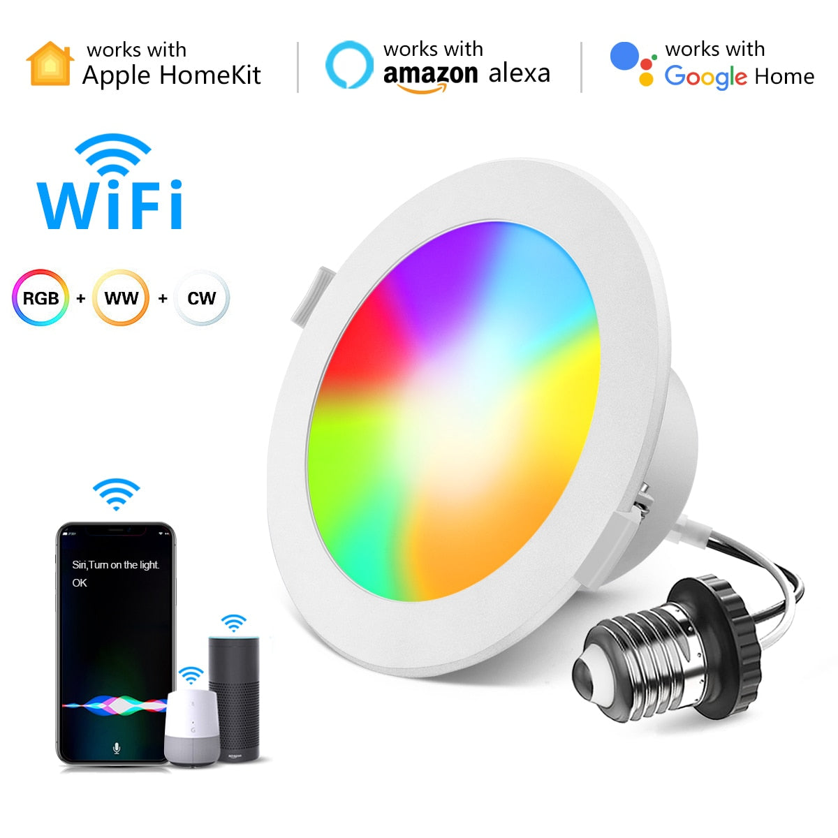 DoHome Smart Bulb WiFi Alexa Lamp Google Home HomeKit Siri Voice