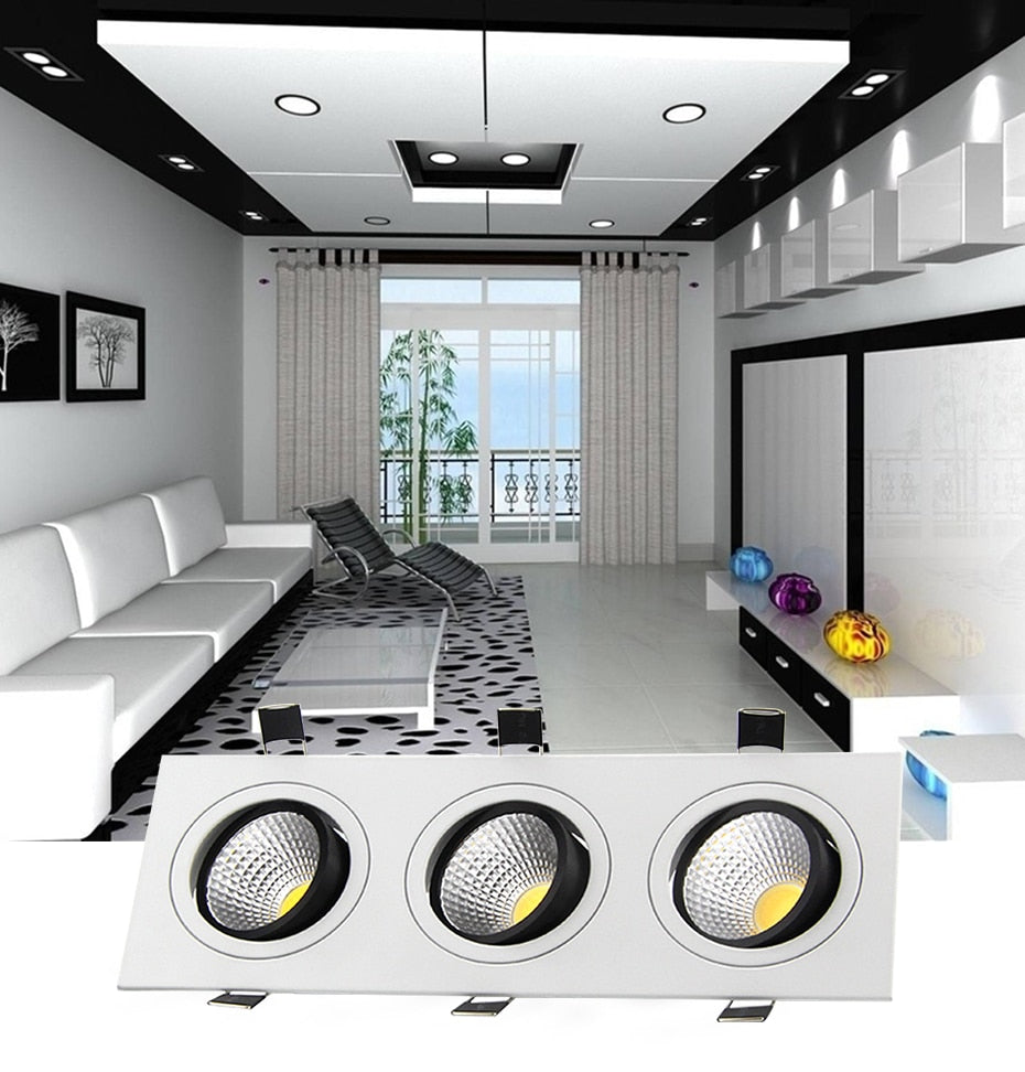 DBF Dimmable Square LED Downlight COB Ceiling Spot Light 15W 21W 30W 36W Ceiling Recessed AC110-220V Spot Light Indoor Lighting