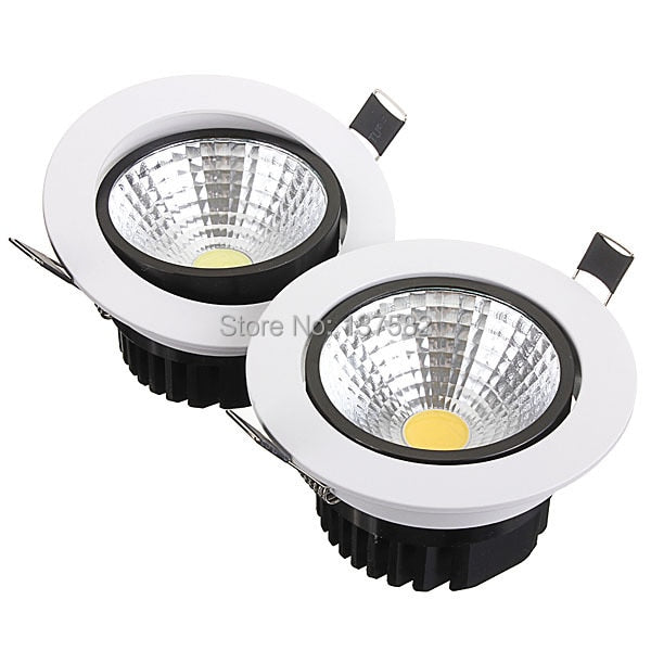 High Brightness COB led downlight lamp 6W 9W 12W 15W white shell AC85~265V spotlight ceiling Warm / Cool White