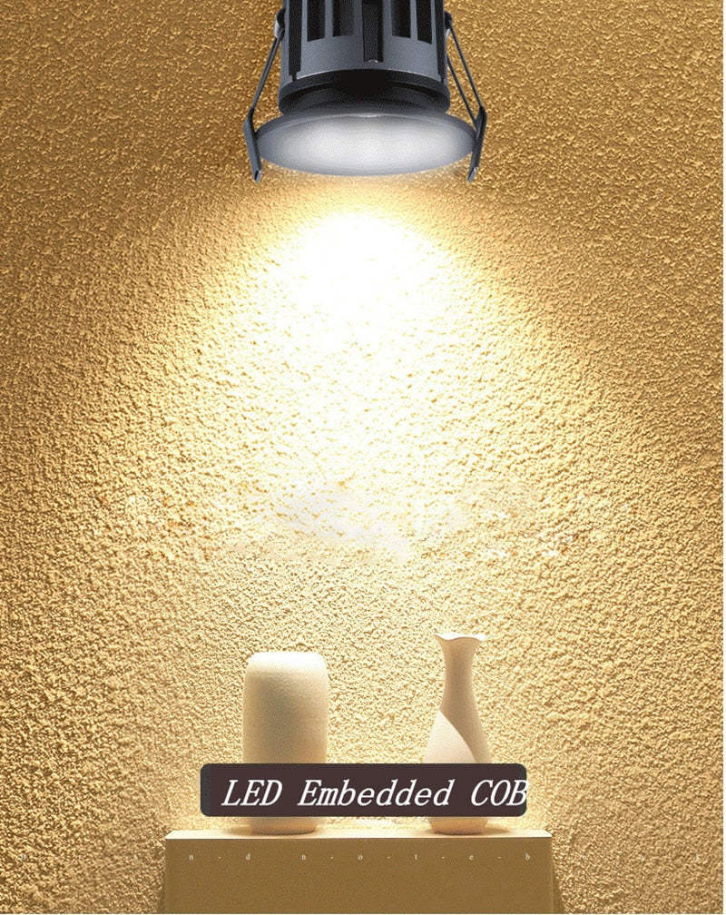 Anti-glare Dimmable Recessed LED Downlight 24W 20W 15W 10W COB Ceiling Lamp Spot Light AC90-260V For Home illumination