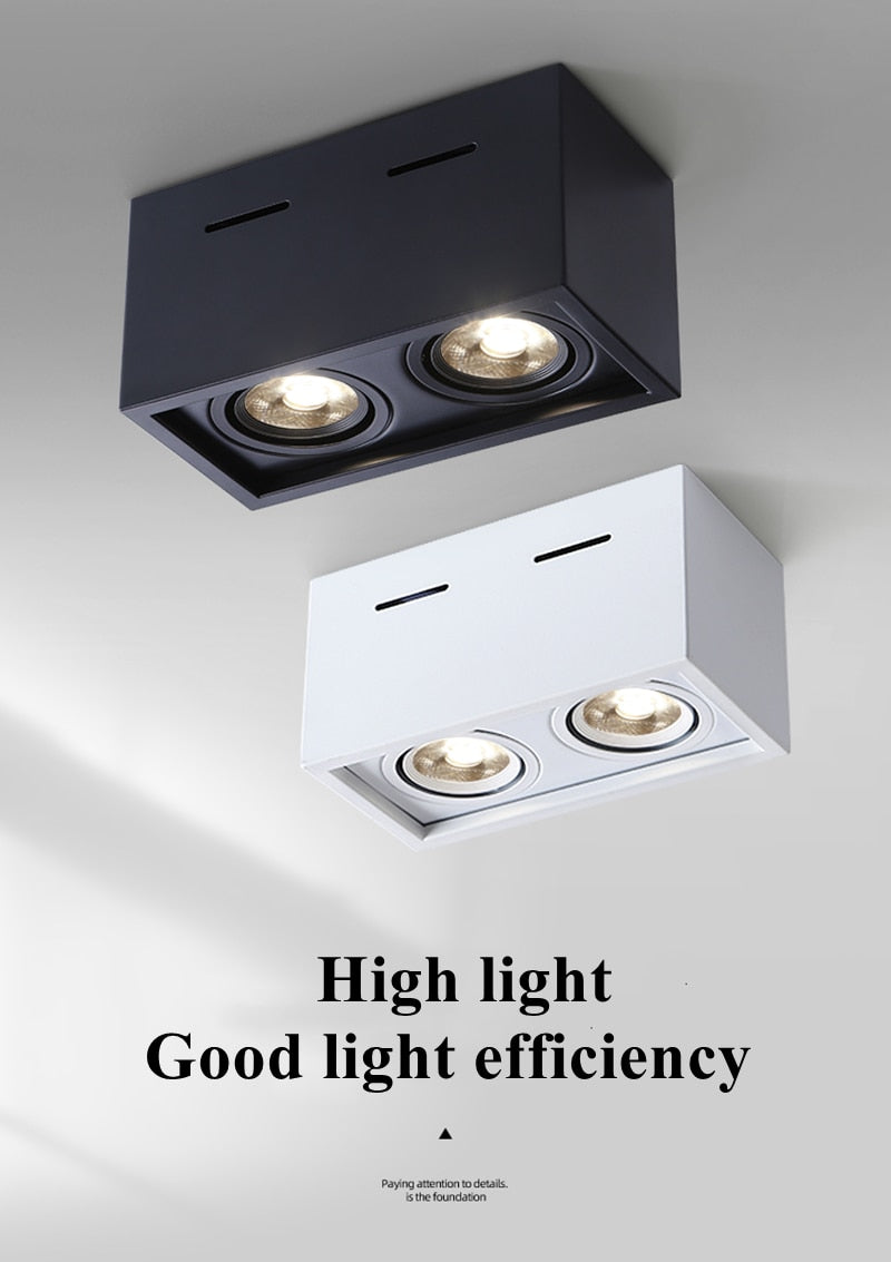 Super Brightness AC 85-230V Square Surface Mounted LED COB Dimmable Downlights 10W 15W 2X10W 2X15W LED Ceiling Lamp Spot Light