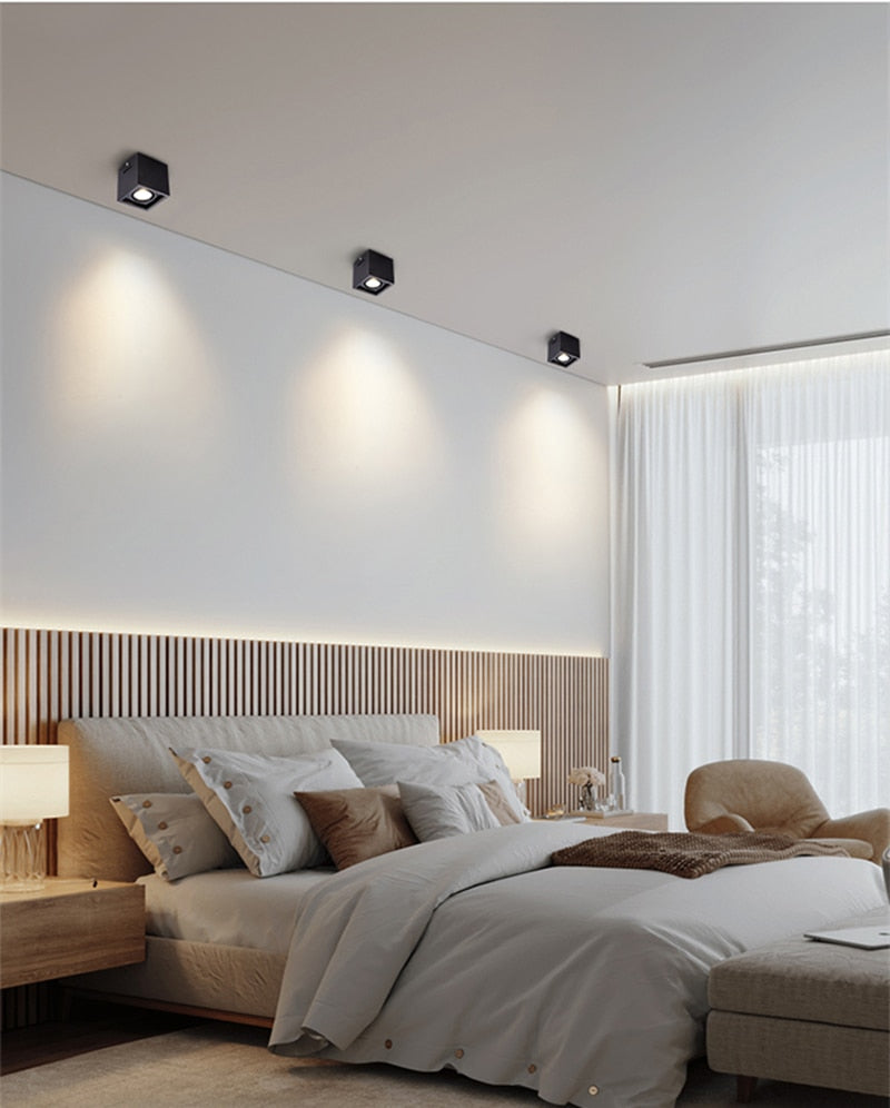 Super Brightness AC 85-230V Square Surface Mounted LED COB Dimmable Downlights 10W 15W 2X10W 2X15W LED Ceiling Lamp Spot Light