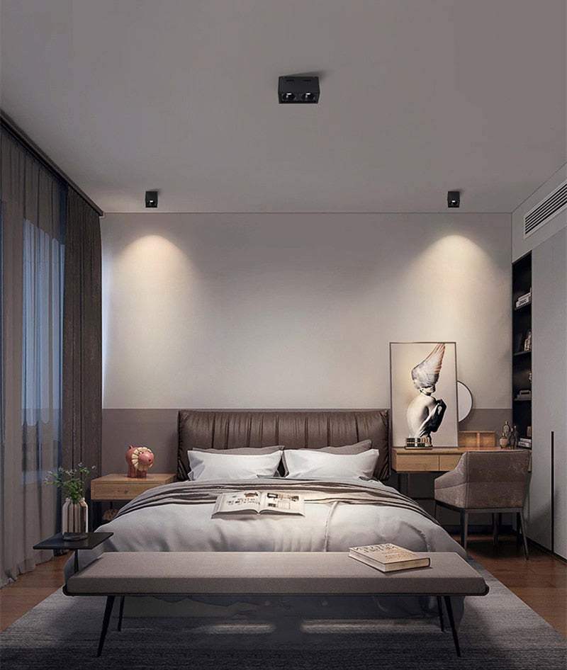 Super Brightness AC 85-230V Square Surface Mounted LED COB Dimmable Downlights 10W 15W 2X10W 2X15W LED Ceiling Lamp Spot Light