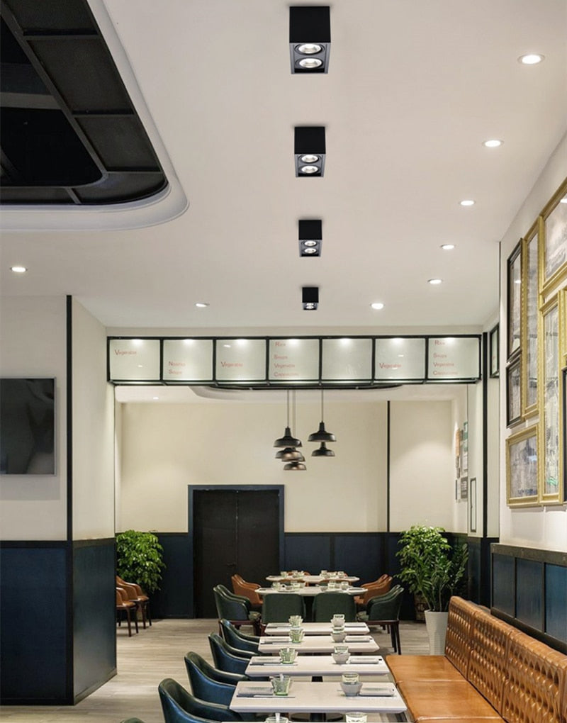 Super Brightness AC 85-230V Square Surface Mounted LED COB Dimmable Downlights 10W 15W 2X10W 2X15W LED Ceiling Lamp Spot Light