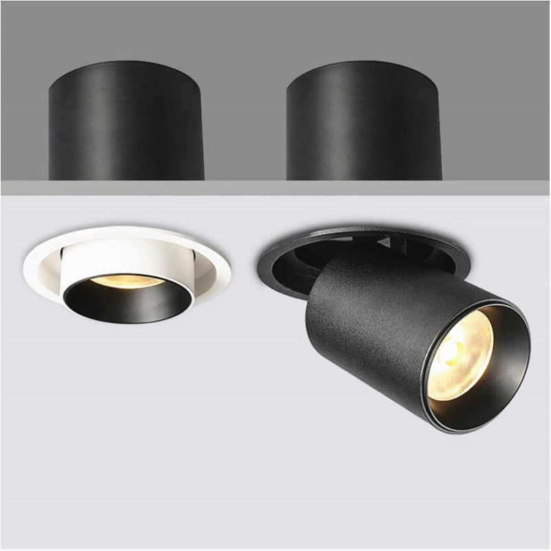 Retractable Rotating Dimmable Recessed COB LED Downlights 9W 12W 15W 24W 30W AC85-265V LED Ceiling Spot Lights Indoor Lighting