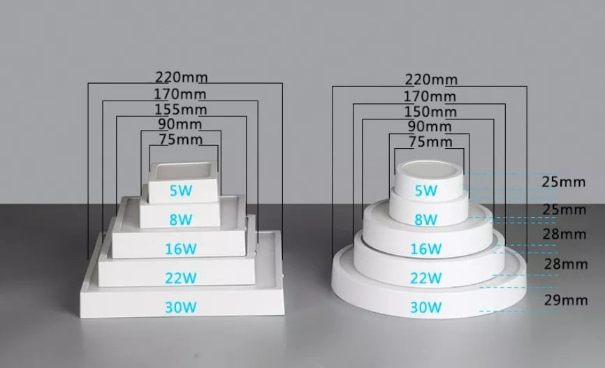 Dimmable Downlight Led Panel Light, Ceiling Spot Lamp, Replaceable Bulbs, 5w, 8w, 16W, 24W, 30w