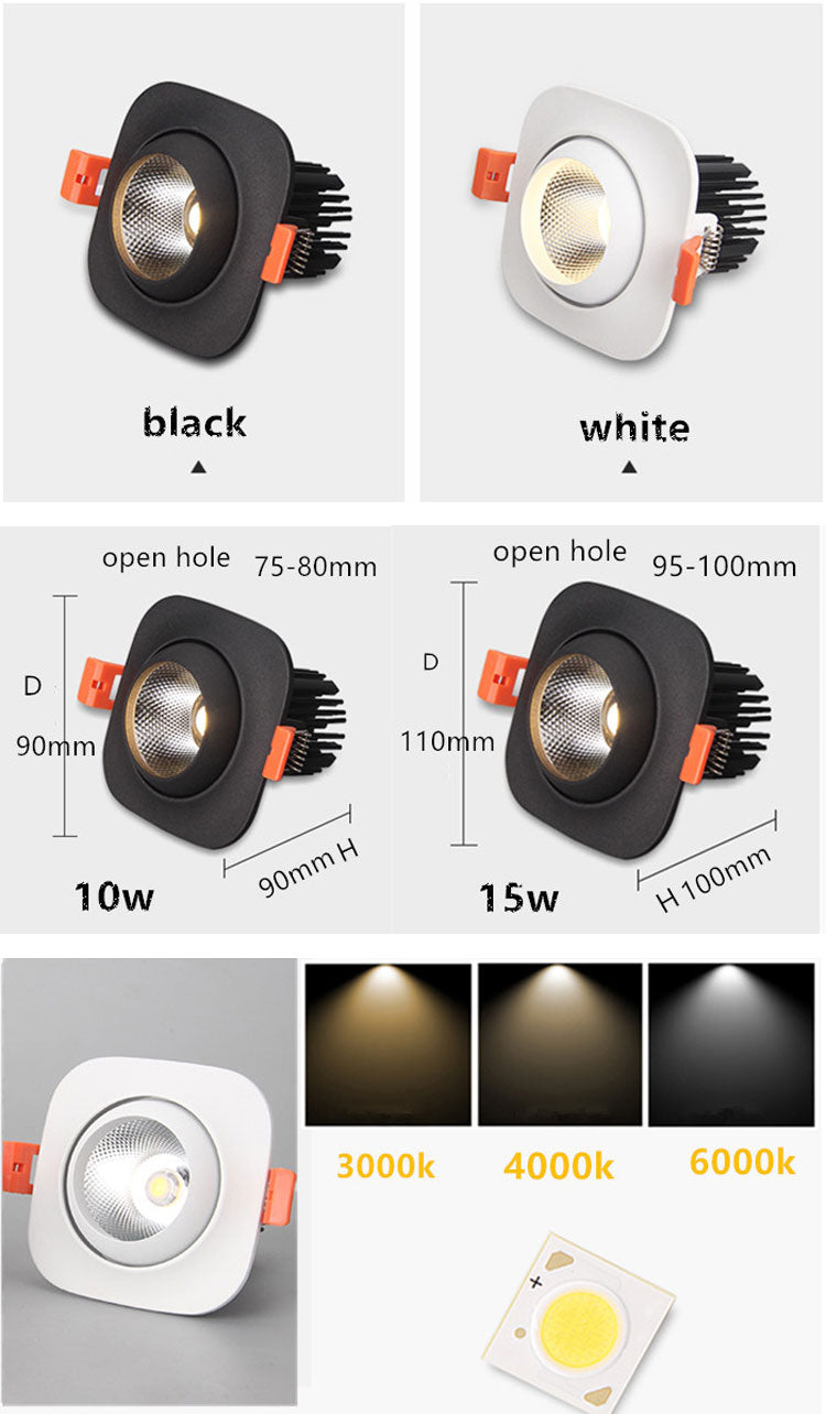 Dimmable Bull Eye Led downlight light LED COB Ceiling Spot Light 10w 15w AC85-265V LED ceiling recessed Lights Indoor Lighting