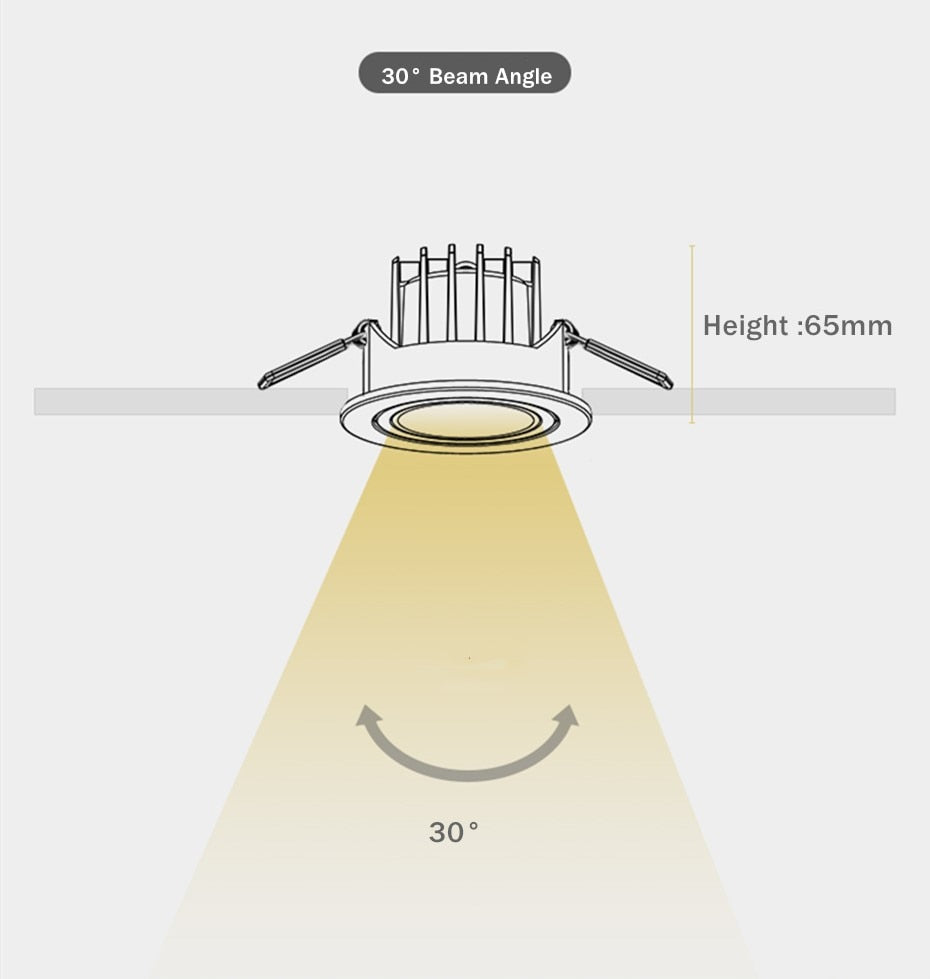 LED Recessed Ceiling Downlight 24W 7W LED Spot lighting Anti-Glare COB Spot light Indoor led Lighting fixture