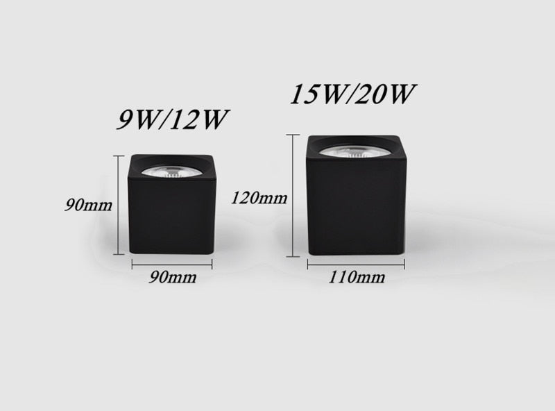 Square Dimmable COB LED Downlights 9W 15W 20W LED Ceiling Spot Lights 110-240V LED Ceiling Lamps Warm/Cold White Indoor Lighting