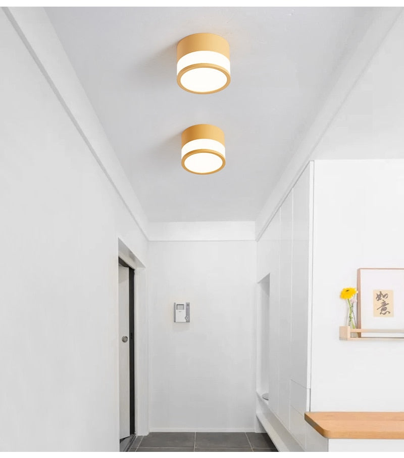 Surface Mounted Downlight Led 7W 12W Nordic Round Living Room Aisle Ceiling Light Macaron Free Hole Three-color Small Spotlight