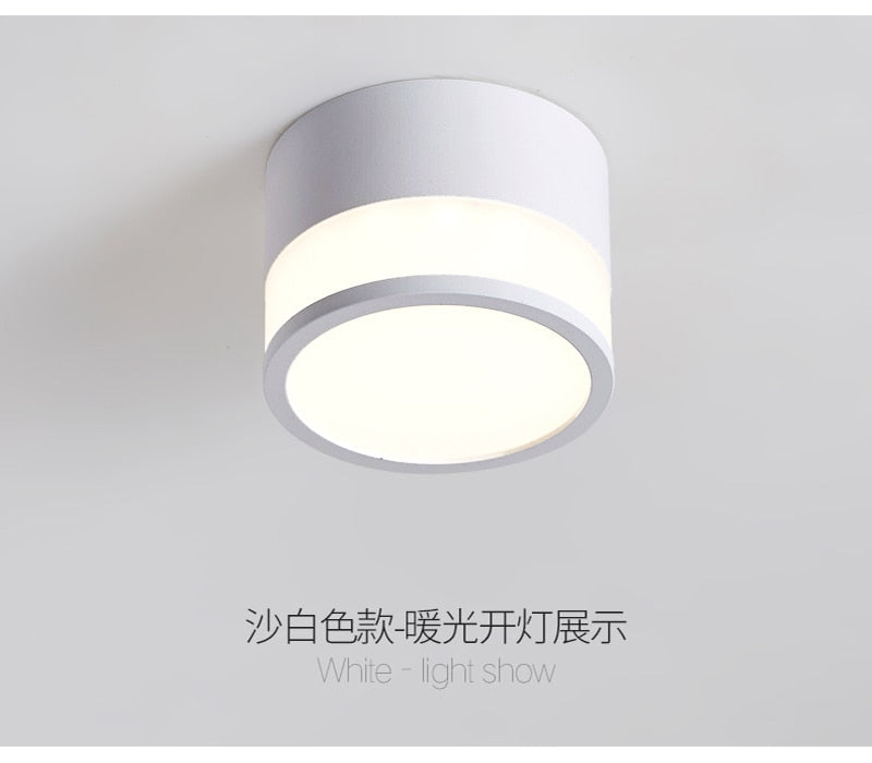 Surface Mounted Downlight Led 7W 12W Nordic Round Living Room Aisle Ceiling Light Macaron Free Hole Three-color Small Spotlight