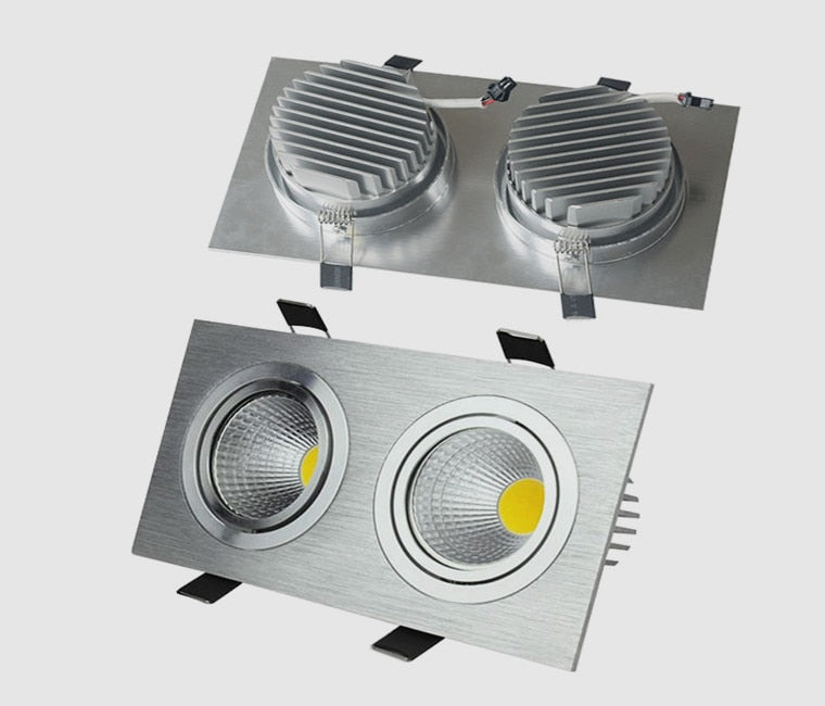 Double Square Dimmable Recessed COB LED Downlights AC85~265V LED Ceiling Spot Lights 14W 18W 24W LED Ceiling Lamps Indoor Lighting