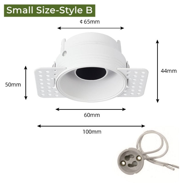 Frameless Recessed LED Ceiling Downlight Adjustable Mount Frame Socket GU10/MR16/MR11 Bulb Holder Spot Lighting Fitting Fixture