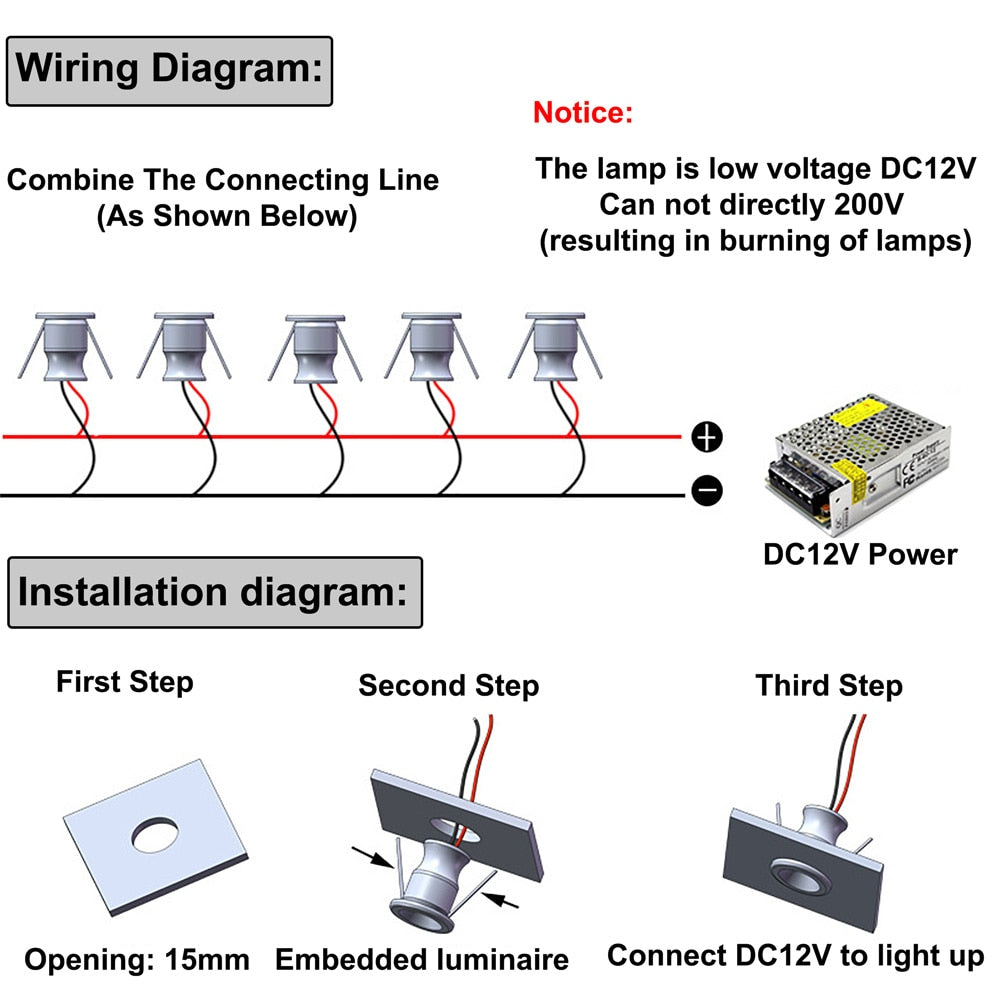 Mini 1W Downlight DC12V IP65 Embedded Interior Decoration Lamp Cabinet Bar Lighting Modern Minimalist Light Luxury LED Spotlight