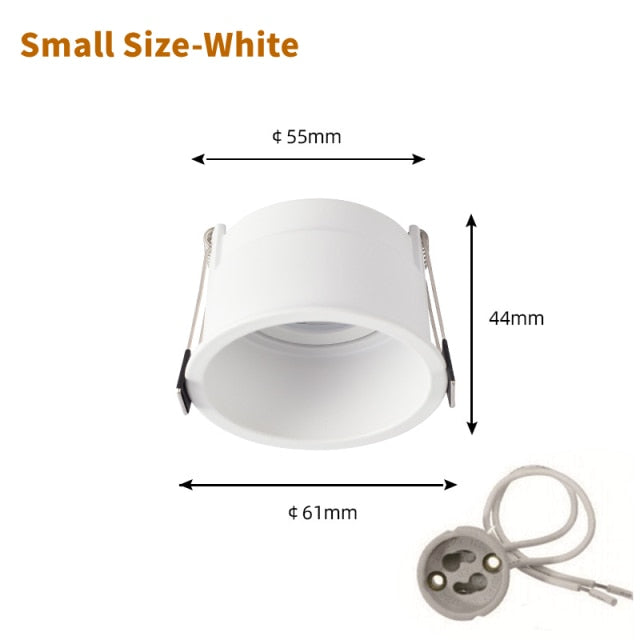 Recessed GU10/MR16 LED Downlight Mounted Frame Round Anti-Glare Lamp Holder Cut Hole 55/75mm Ceiling Spot Lights Fitting Fixture