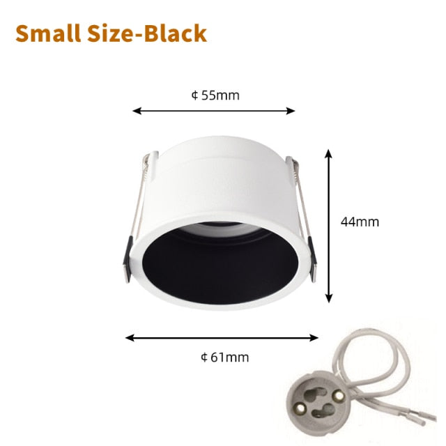 Recessed GU10/MR16 LED Downlight Mounted Frame Round Anti-Glare Lamp Holder Cut Hole 55/75mm Ceiling Spot Lights Fitting Fixture