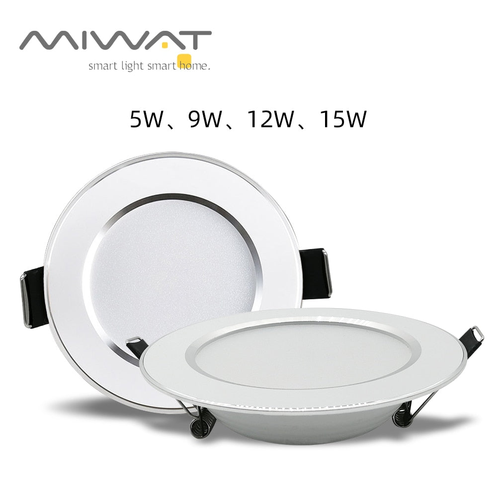 LED Downlight 5W 9W 12W 15W AC220V-240V Tricolor Downlight Ultra Thin Aluminum Round Recessed LED Spotlight Indoor Lighting