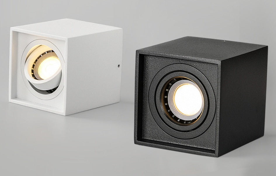 Square Surface Mounted LED Downlight with Replaceable GU10 LED Bulb 7W 10W LED Ceiling Spot Light AC85V-265V Indoor