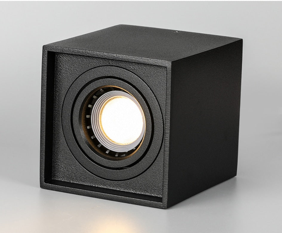 Square Surface Mounted LED Downlight with Replaceable GU10 LED Bulb 7W 10W LED Ceiling Spot Light AC85V-265V Indoor