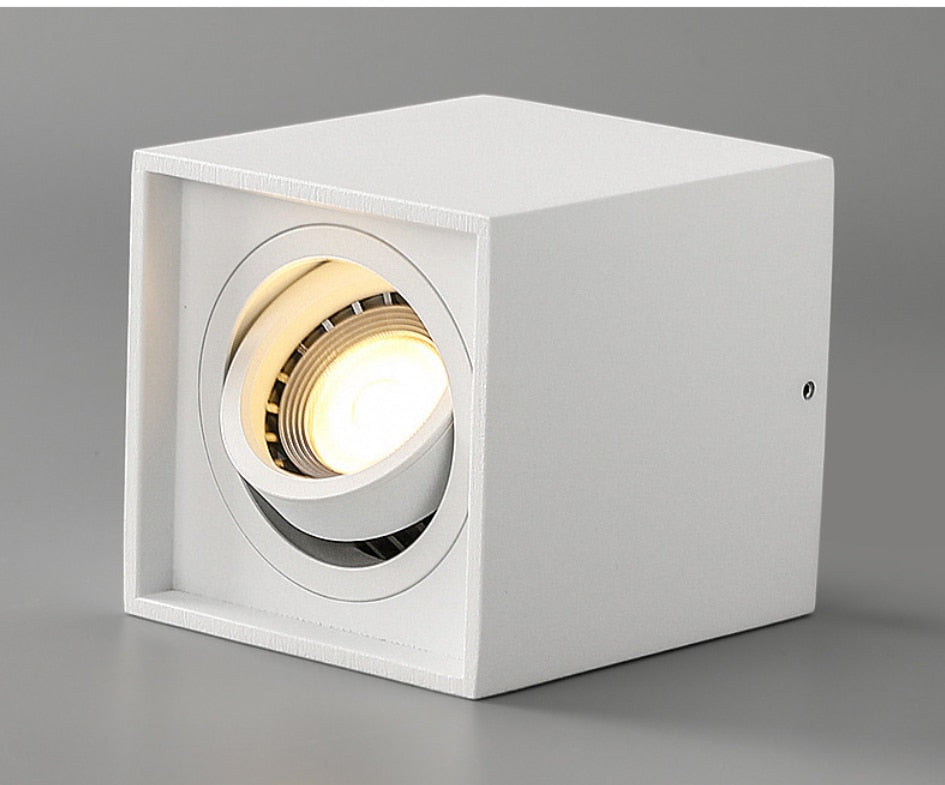 Square Surface Mounted LED Downlight with Replaceable GU10 LED Bulb 7W 10W LED Ceiling Spot Light AC85V-265V Indoor