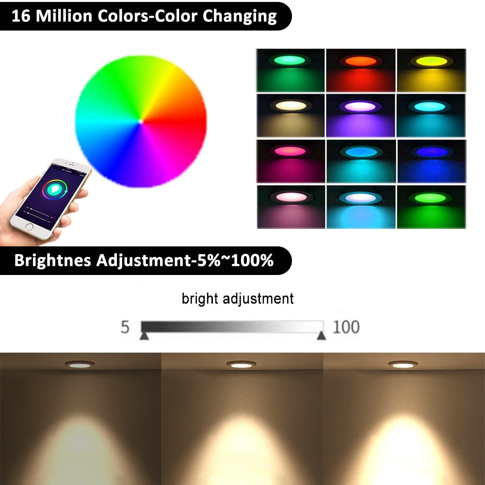 LED Downlight WiFi TUYA Smart Life Dimming Spot lamp 5W 7W 9W RGB Change Warm Cool Light 110V 220V Work with Alexa Google Home