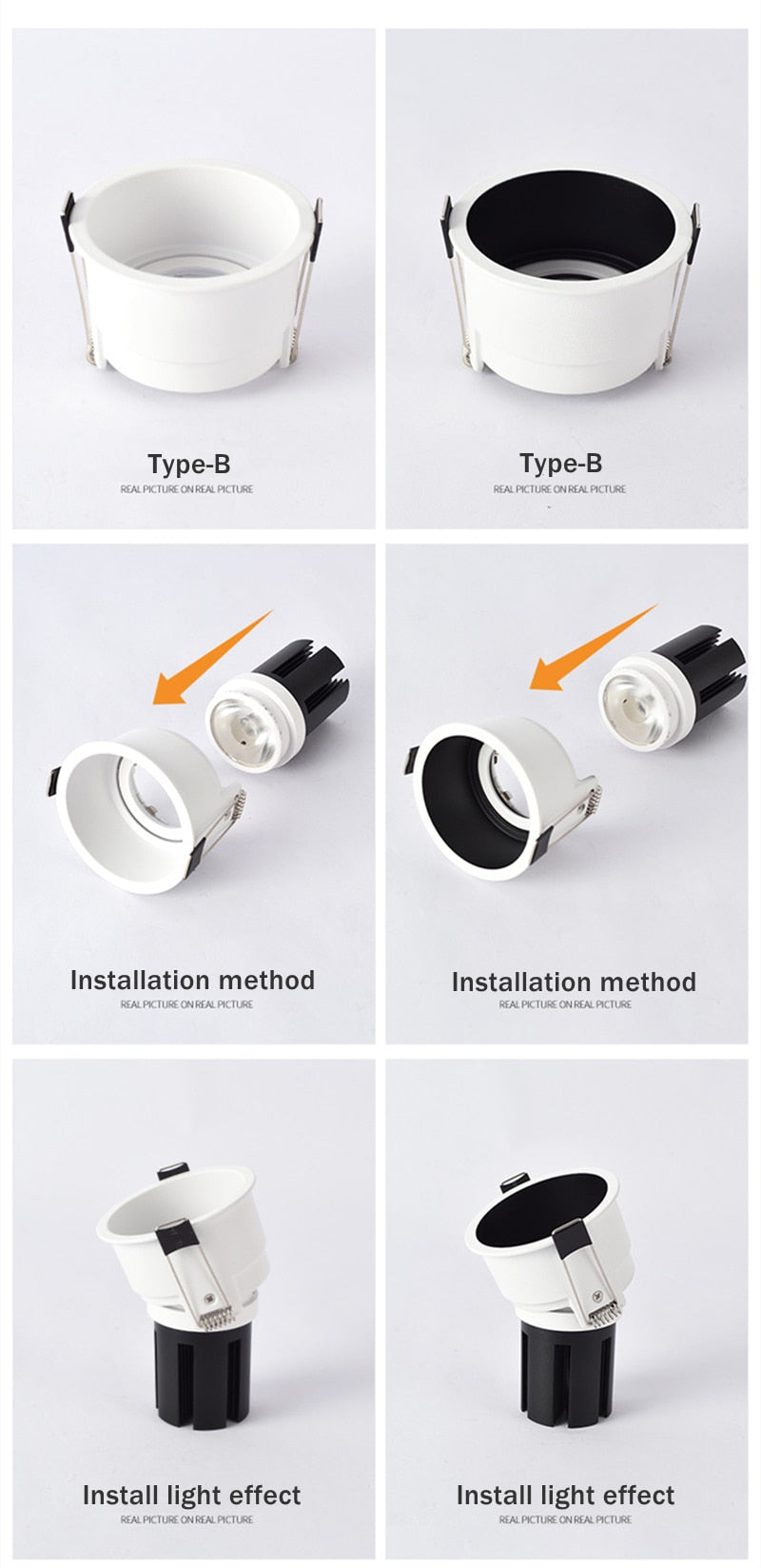 LED Downlights Fitting GU10 MR16 MR11 Base 55mm 75mm Cut Hole Ceiling Recessed Lamp Replaceable Bulb Aluminum Frame Spot Light