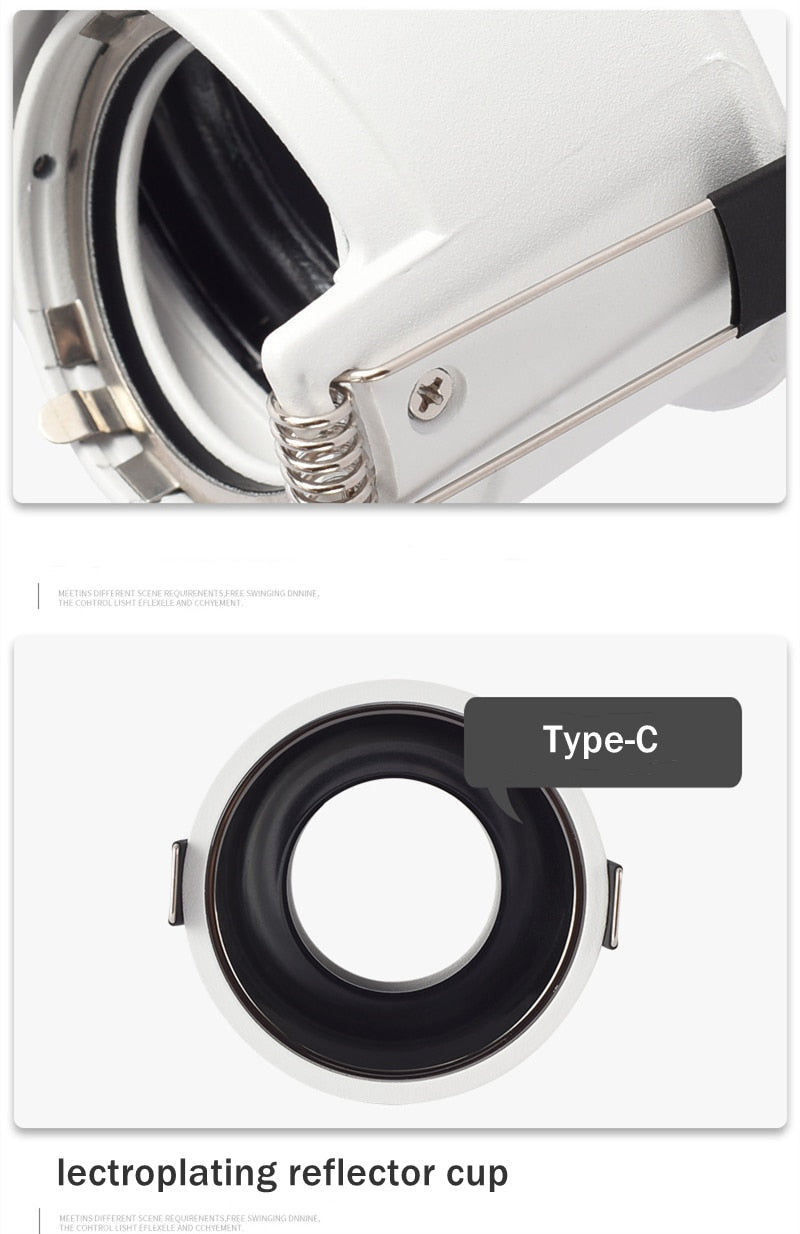 LED Downlights Fitting GU10 MR16 MR11 Base 55mm 75mm Cut Hole Ceiling Recessed Lamp Replaceable Bulb Aluminum Frame Spot Light