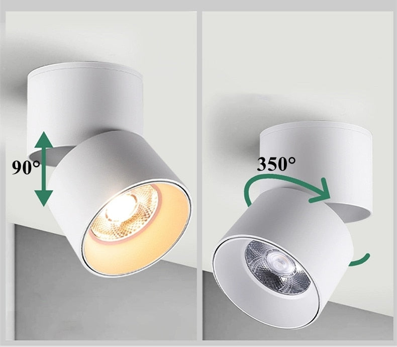 Surface Mounted LED COB Downlight 7W/12W/15W/20W/30W Rotating LED Spot Light Ceiling Lamp with LED Driver AC110V/220V