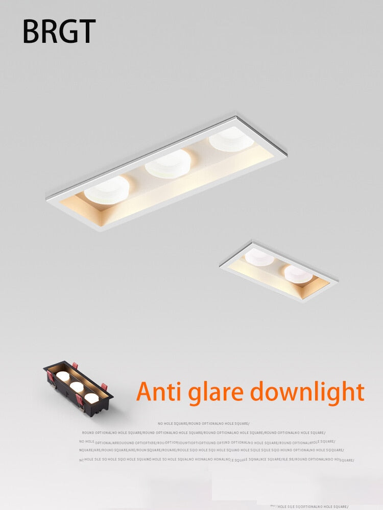 BRGT LED Downlight Recessed Anti Glare Spot Lights Aluminum White 6W 12W Ceiling Lamp 110V 220V For Kitchen Home Indoor Lighting