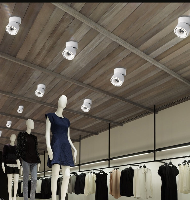 Dimmable COB LED Downlights Adjustable Surface Mounted LED Ceiling Lamp Downlight Foldable 360 Degree Rotatable Spot light