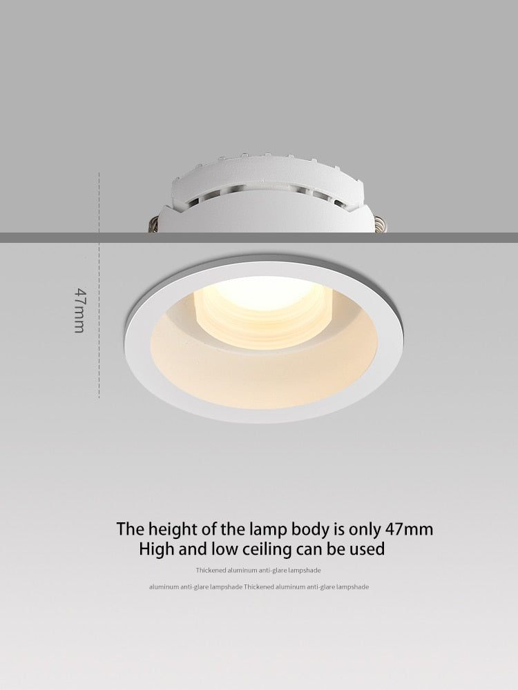 BRGT LED Downlight Recessed Anti Glare Spot Lights Aluminum White 6W 12W Ceiling Lamp 110V 220V For Kitchen Home Indoor Lighting