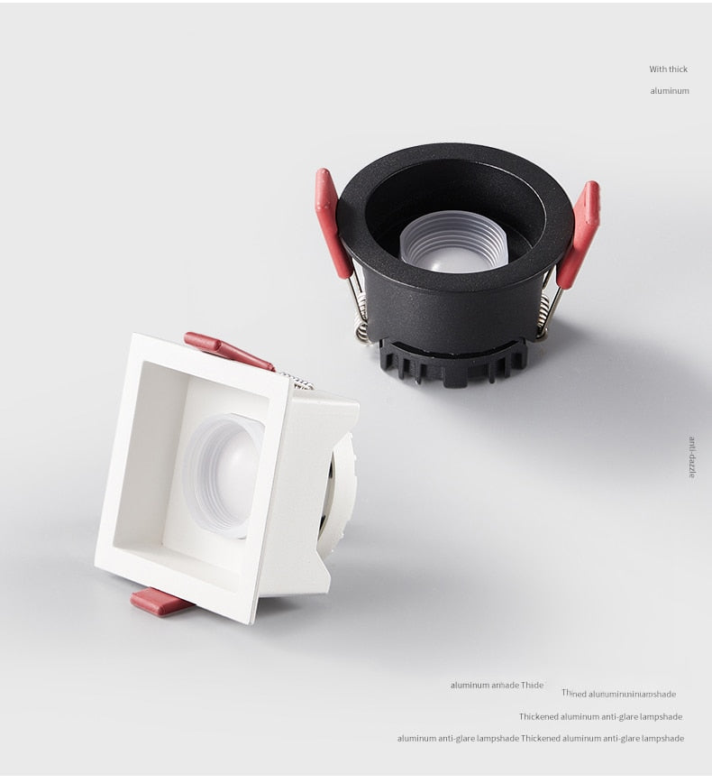 BRGT LED Downlight Recessed Anti Glare Spot Lights Aluminum White 6W 12W Ceiling Lamp 110V 220V For Kitchen Home Indoor Lighting