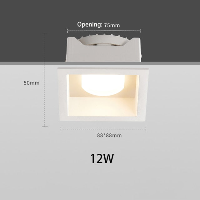 BRGT LED Downlight Recessed Anti Glare Spot Lights Aluminum White 6W 12W Ceiling Lamp 110V 220V For Kitchen Home Indoor Lighting
