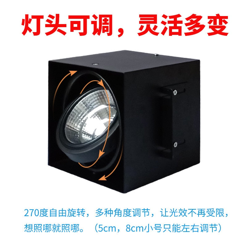 Aluminum Square Tonggeshan Ceiling Special LED Light Square Spotlight Surface Mounted Cob Shop Bold Downlight