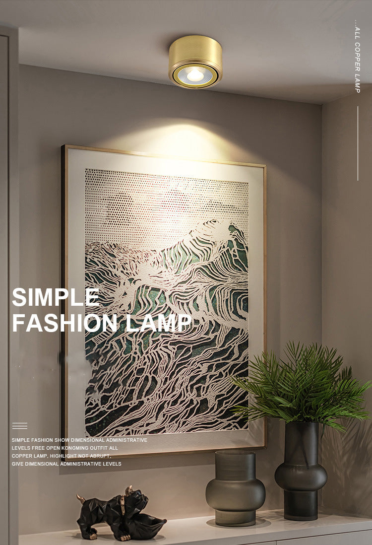 COB Downlight All-copper Spotlights Household Living Room Light Luxury Corridor Porch Aisle Small Ceiling Led Ceiling Lamp