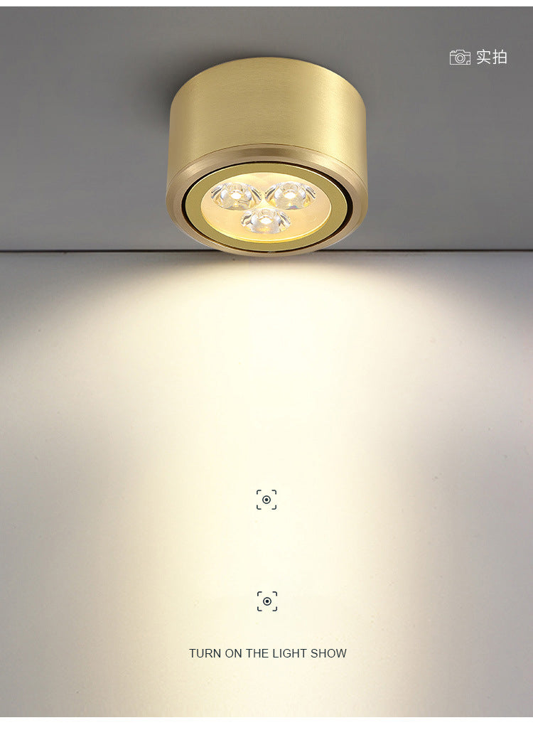 COB Downlight All-copper Spotlights Household Living Room Light Luxury Corridor Porch Aisle Small Ceiling Led Ceiling Lamp