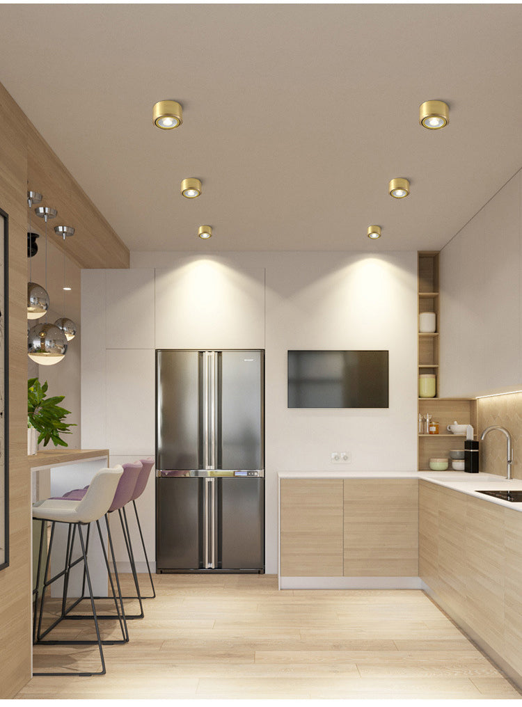 COB Downlight All-copper Spotlights Household Living Room Light Luxury Corridor Porch Aisle Small Ceiling Led Ceiling Lamp