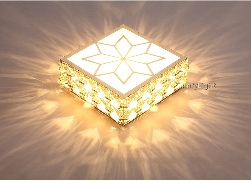 Gold Square crystal LED Downlight 5W Ceiling Lamp indoor Spot Down Light home living room kitchen bedroom hotel atelier Aisle