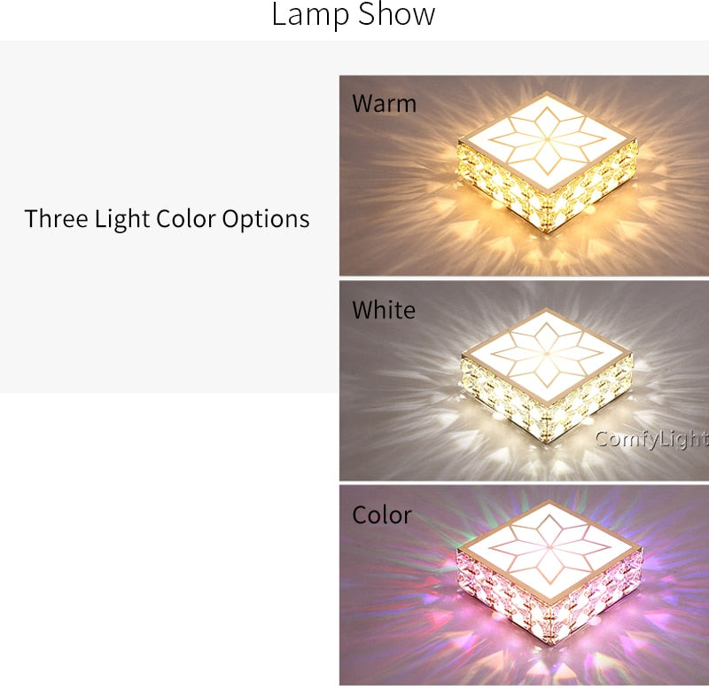 Gold Square crystal LED Downlight 5W Ceiling Lamp indoor Spot Down Light home living room kitchen bedroom hotel atelier Aisle
