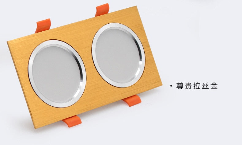 LED Downlight Ceiling Grille Lamp Rectangular Spotlight Recessed Ceiling Double Daring Lamp Aluminum Light AC 220V