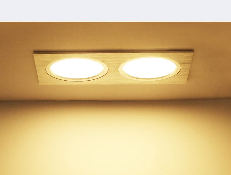 LED Downlight Ceiling Grille Lamp Rectangular Spotlight Recessed Ceiling Double Daring Lamp Aluminum Light AC 220V