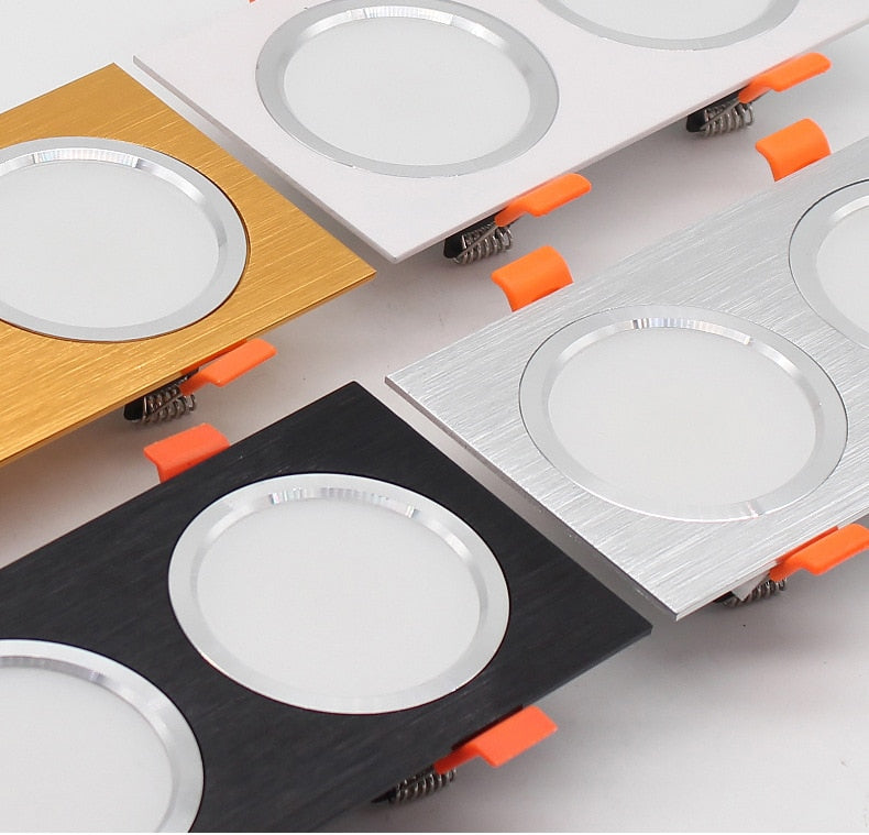 LED Downlight Ceiling Grille Lamp Rectangular Spotlight Recessed Ceiling Double Daring Lamp Aluminum Light AC 220V