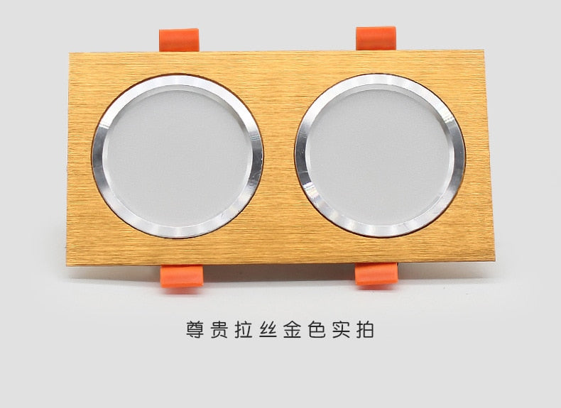 LED Downlight Ceiling Grille Lamp Rectangular Spotlight Recessed Ceiling Double Daring Lamp Aluminum Light AC 220V