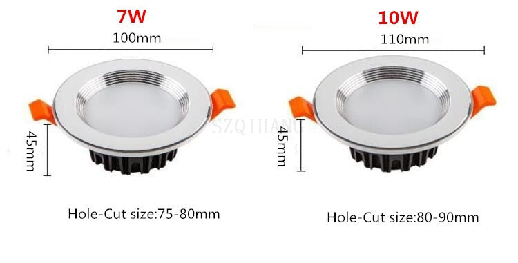 led downlight lamp 7W 10W 15W 20W cob led spot light 220V / 110V ceiling recessed downlights AC85-265V