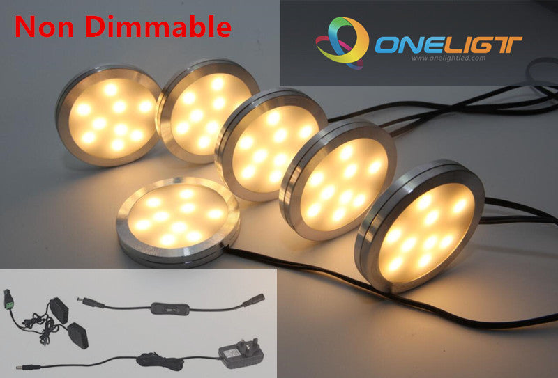 Under Cabinet LED Light Warm Cool White LED Downlight Spotlight Puck Lamps Dimmable 6pcs/set 6x2W for Kitchen Room