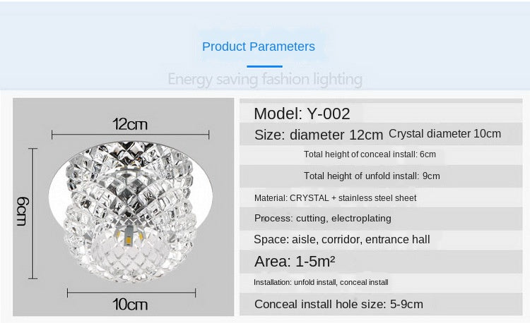 AC110V 220V Surface Mount Crystal 5W Led Downlights Ceiling Spot Light Lamps Porch light For Indoor Bedroom Home lighting DA