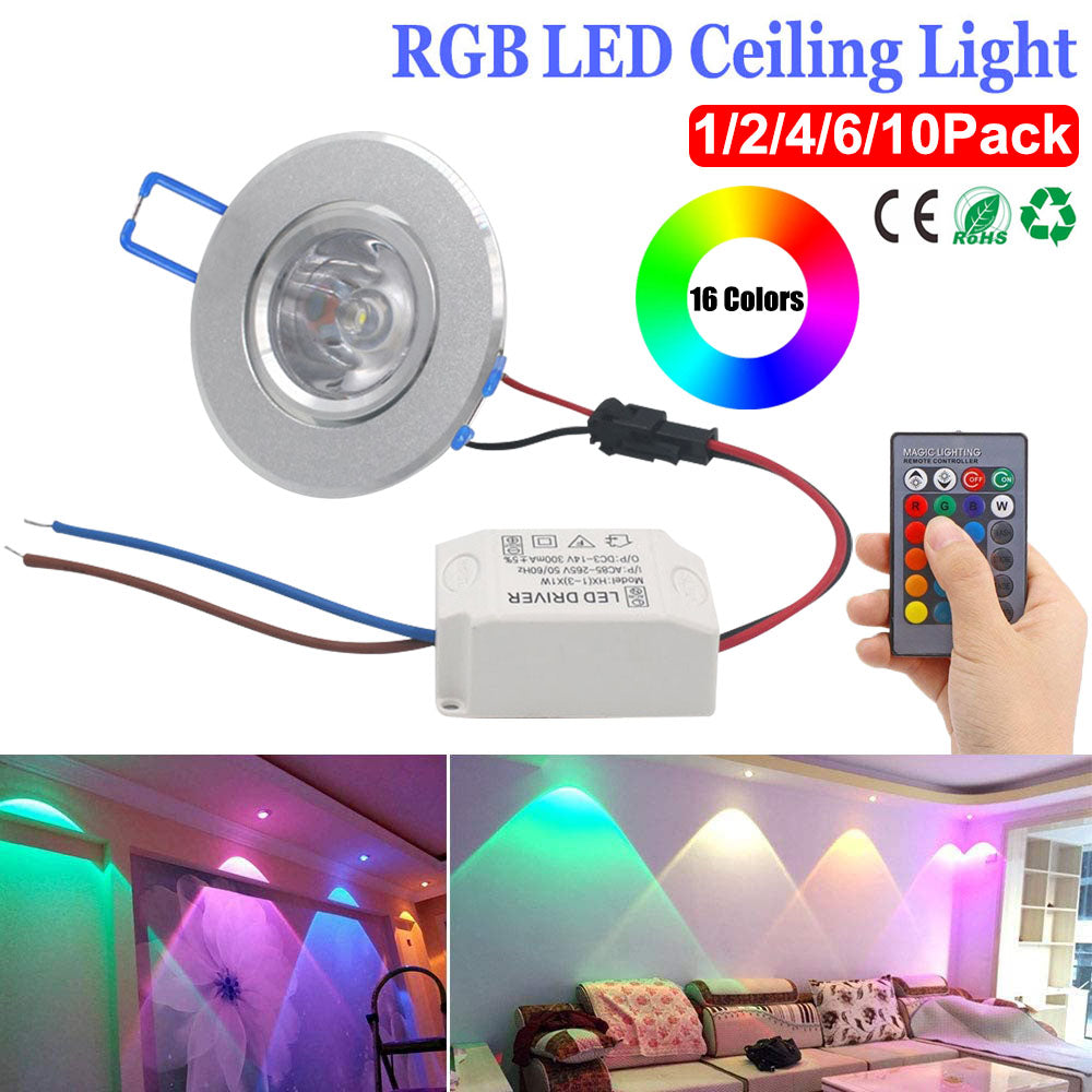 Recessed Downlight Spot LED Ceiling Lamp Indoor Lights 3W AC85-265V Panel Ceiling Light RGB Downlights Round Recessed Spotlights