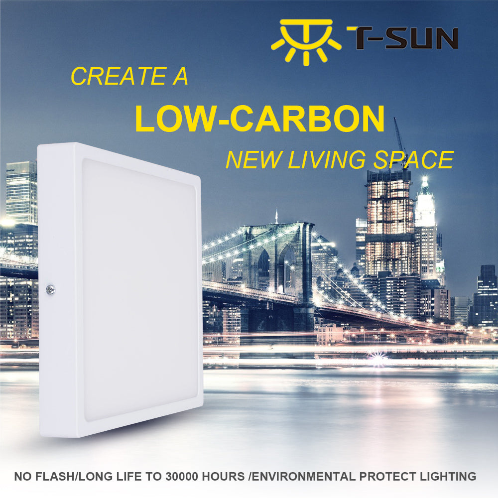 T-SUNRISE 16W Square/Round Surface Mounted AC85-265V lamp White bright Square/Round LED Downlight Panel Light Clearance