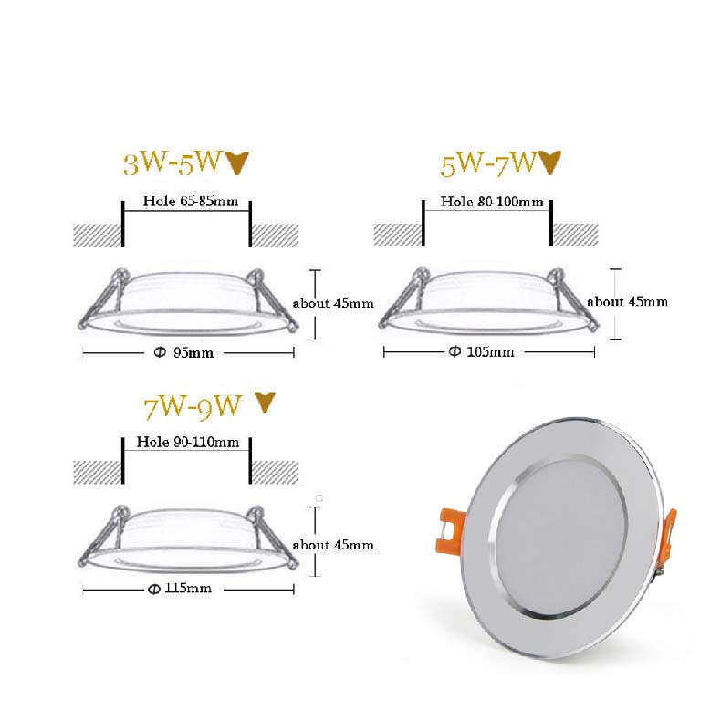5W 7W 9W 12W Waterproof LED Downlight Dimmable Warm White Cold White 3 Color Recessed LED Lamp Spot Light AC85-265V